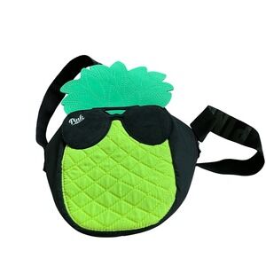 Victorias Secret PINK Pineapple Crossbody Insulated Black Nylon Novelty